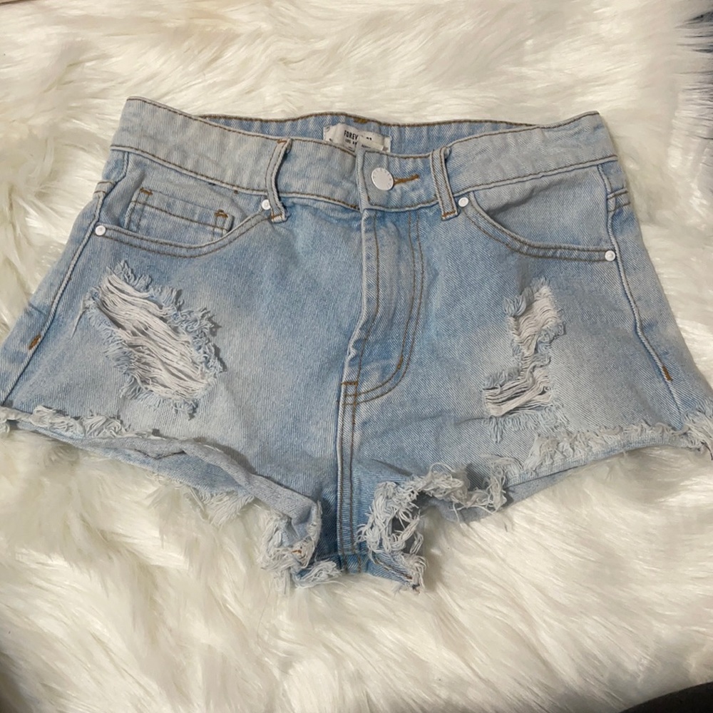 Light blue denim shorts
